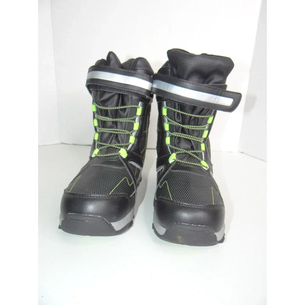 Totes Shaun Youth Black Neon Green 200g Thinsulate Water Resistant Snow Boots 5